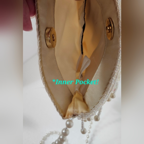 VTG Jessica McClintock Pearlescent Satin Beaded Purse! - Picture 7 of 9